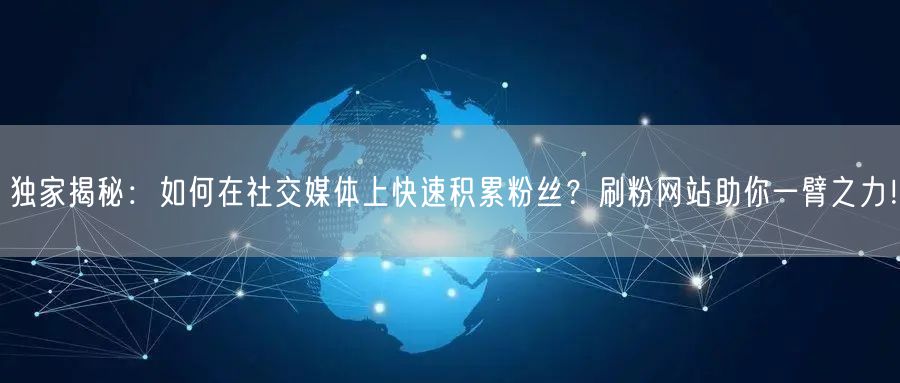 独家揭秘：如何在社交媒体上快速积累粉丝？刷粉网站助你一臂之力！