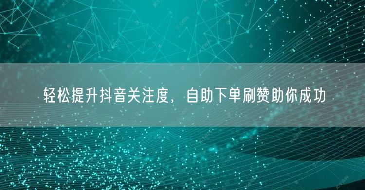 轻松提升抖音关注度，自助下单刷赞助你成功
