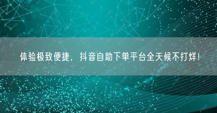 体验极致便捷，抖音自助下单平台全天候不打烊！