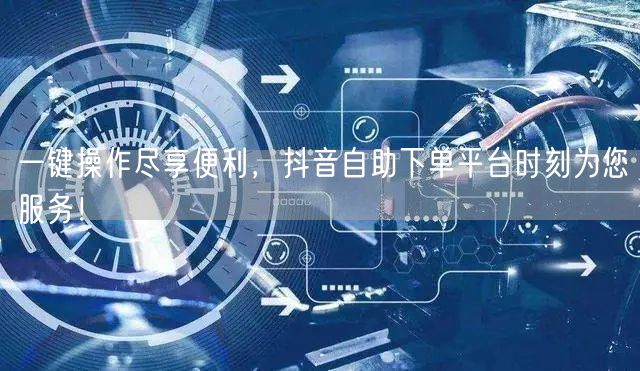 一键操作尽享便利，抖音自助下单平台时刻为