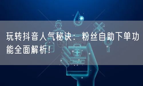 玩转抖音人气秘诀：粉丝自助下单功能全面解