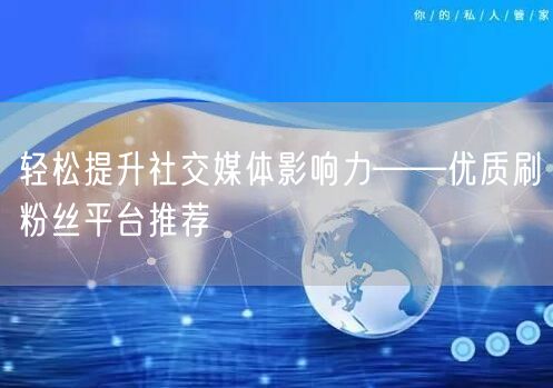 轻松提升社交媒体影响力——优质刷粉丝平台推荐
