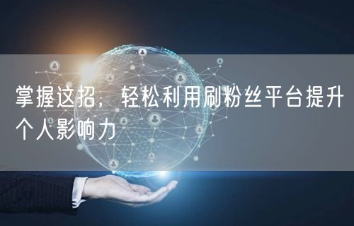 掌握这招，轻松利用刷粉丝平台提升个人影响力