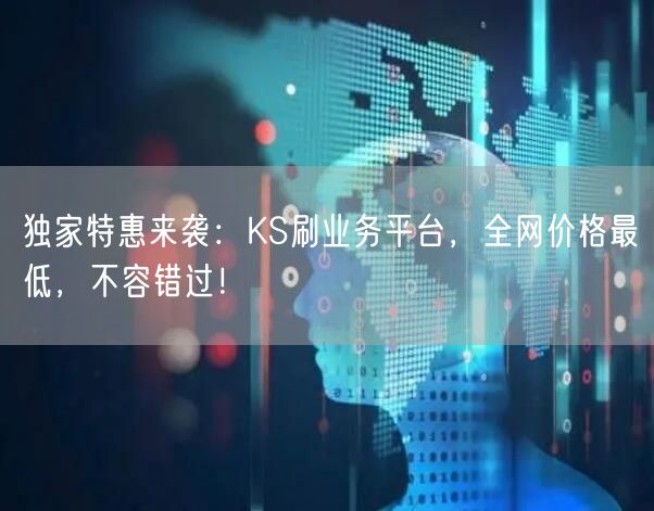独家特惠来袭：KS刷业务平台，全网价格最低，不容错过！