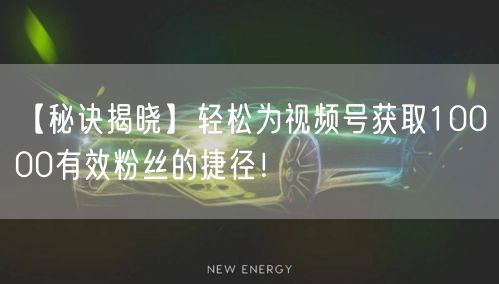【秘诀揭晓】轻松为视频号获取10000有效粉丝的捷径！