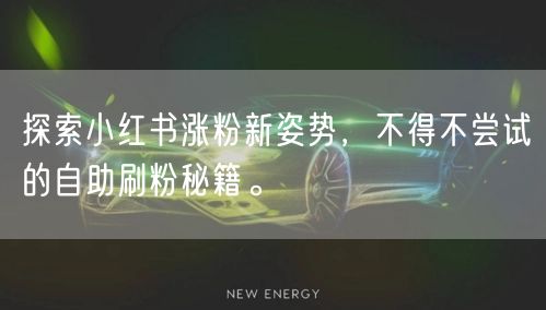 探索小红书涨粉新姿势，不得不尝试的自助刷粉秘籍。