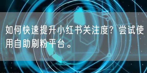 如何快速提升小红书关注度？尝试使用自助刷粉平台。