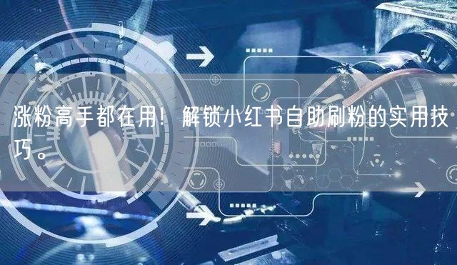 涨粉高手都在用！解锁小红书自助刷粉的实用