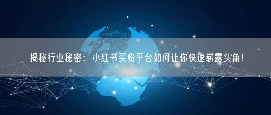 揭秘行业秘密：小红书买粉平台如何让你快速崭露头角！