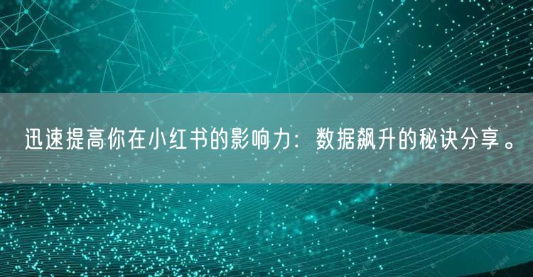 迅速提高你在小红书的影响力：数据飙升的秘