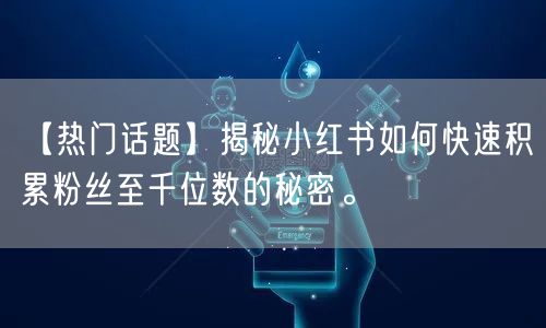 【热门话题】揭秘小红书如何快速积累粉丝至