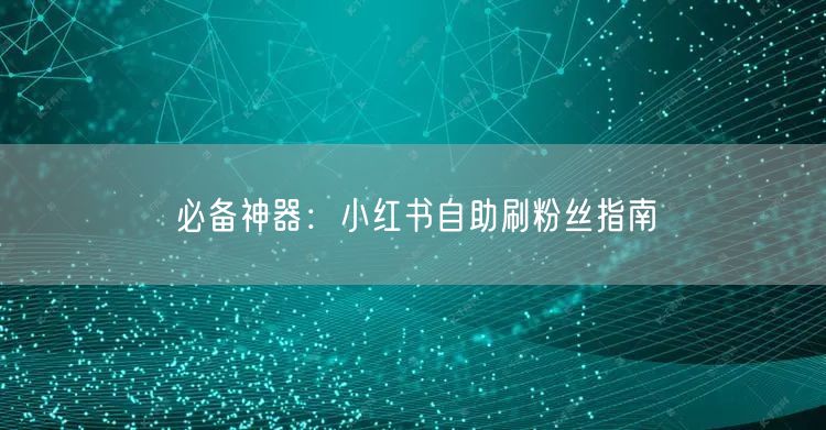 必备神器：小红书自助刷粉丝指南
