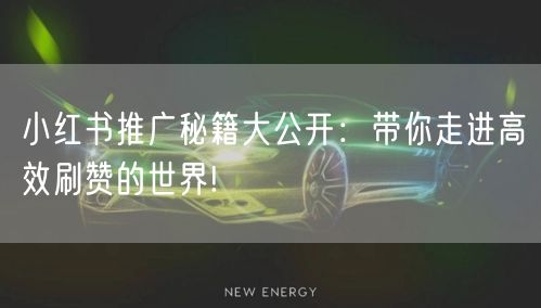小红书推广秘籍大公开：带你走进高效刷赞的