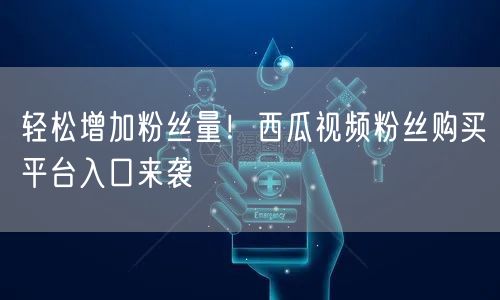 轻松增加粉丝量！西瓜视频粉丝购买平台入口