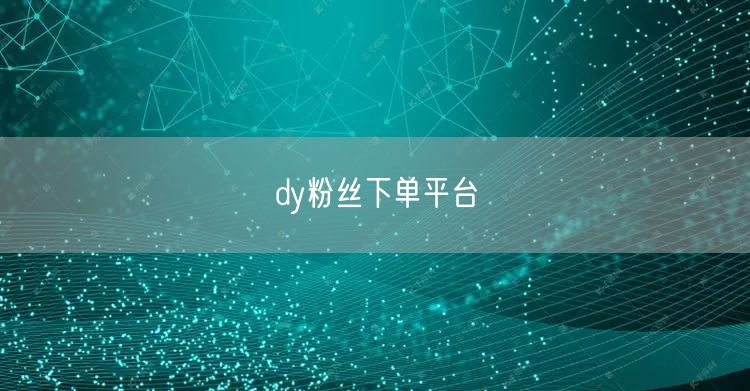 dy粉丝下单平台