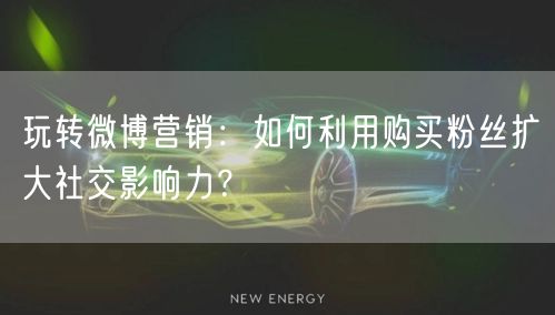 玩转微博营销：如何利用购买粉丝扩大社交影响力？