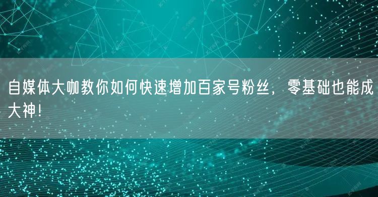 自媒体大咖教你如何快速增加百家号粉丝，零基础也能成大神！