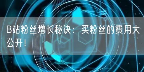 B站粉丝增长秘诀：买粉丝的费用大公开！