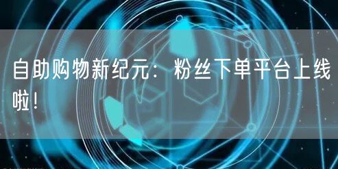 自助购物新纪元：粉丝下单平台上线啦！