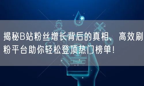 揭秘B站粉丝增长背后的真相，高效刷粉平台助你轻松登顶热门榜单！